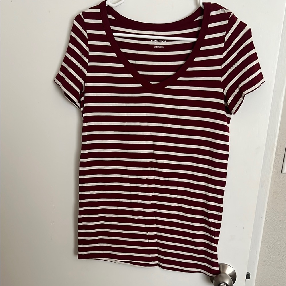 Merona Red and White Fitted Short Sleeve Tee